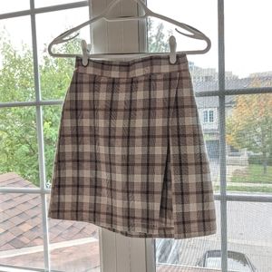 Oak + Fort Plaid mini skirt earth tones size S